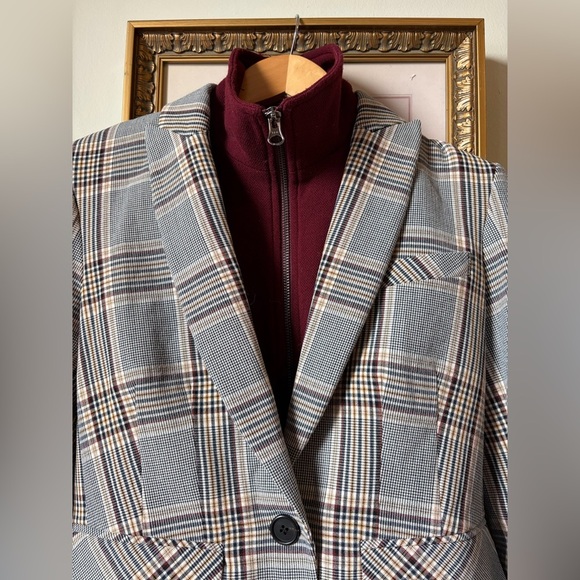 Veronica Beard Steele Dickey Plaid Jacket Blazer w/ maroon Dickey insert size 0 - Picture 10 of 14